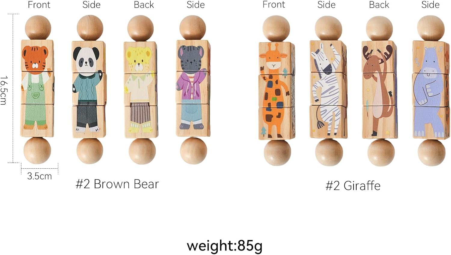Jeu de Puzzle en Bois Fidtoy Spin & Match Animaux Amis pour Bébé, Apprentissage de la Motricité Fine
