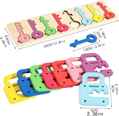 MagiDeal Wood Locks and Keys Toys Shape Color Matching Game, Birthday Gift, Early Educational Toy for Preschool Children