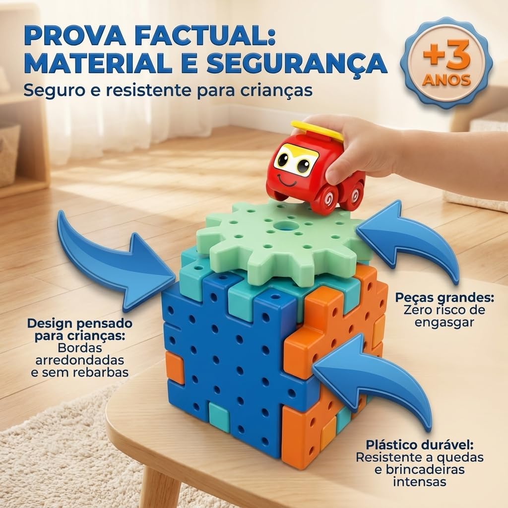 Fidtoy – Jouet de Construction d'Engrenages pour Enfants, 18 Pièces – Ensemble de Construction Interactif à Engrenages Rotatifs pour l'Apprentissage des STIM, la Construction Créative et le Développement de la Motricité Fine, pour les 3 Ans et Plus