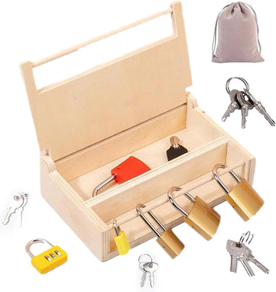 Fechadura e Brinquedo Chave - Desbloquear madeira | Atividades aprendizagem pré-escolar, materiais Montessori madeira e brinquedos educativos para crianças Shakven