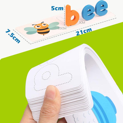 Fidtoy Wooden Alphabet Spelling Game Set for Kids Learning