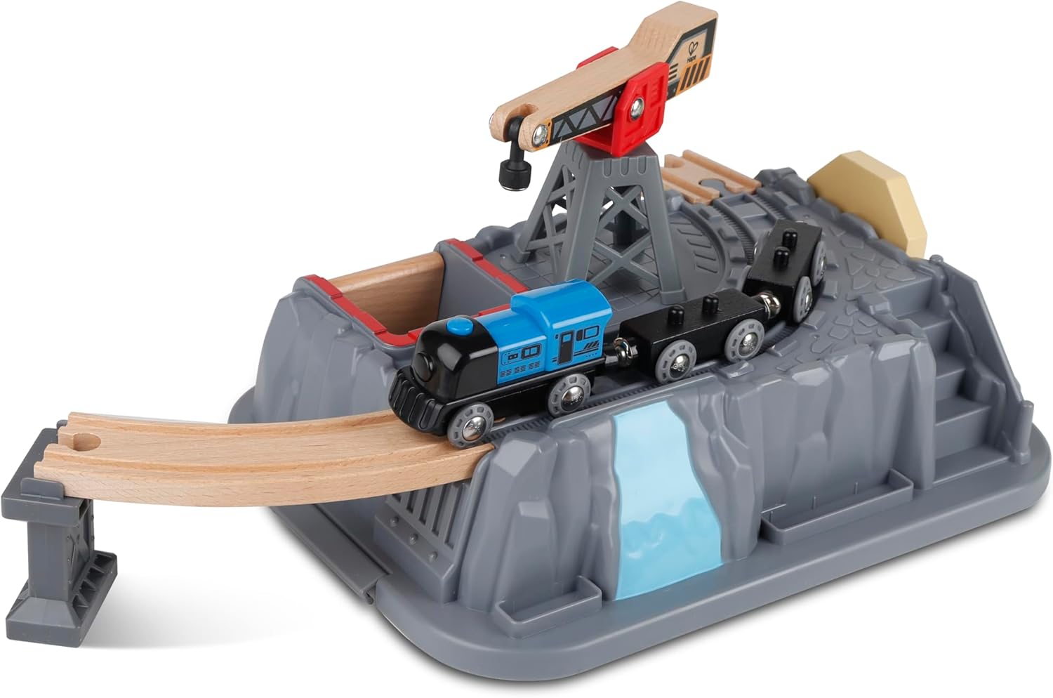 Fidtoy Juego de Tren de Construcción de Vías de Madera con Cubo, 50 Piezas