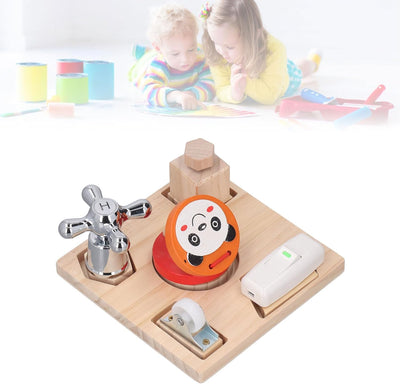 Fidtoy Montessori Busy Board Toy for Toddlers Shape Matching Wooden Sensory Board Fine Motor Skills Learning Toy Educational Puzzle Travel Quiet Toy