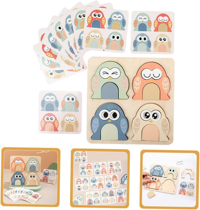 Fidtoy Puzzle d'expression animale Montessori, jouet en bois pour enfants, apprentissage des émotions, correspondance des visages, motricité fine, cadeau éducatif.