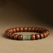 Bracelet Foviel en bois d'Abelia Biflora naturel et perles de jade de Khotan, protection contre les mauvais esprits