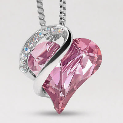 Buddha Stones Love Heart Birthstone Healing Energy Necklace Pendant Necklaces & Pendants BS 10a-October-Tourmaline Hot Pink