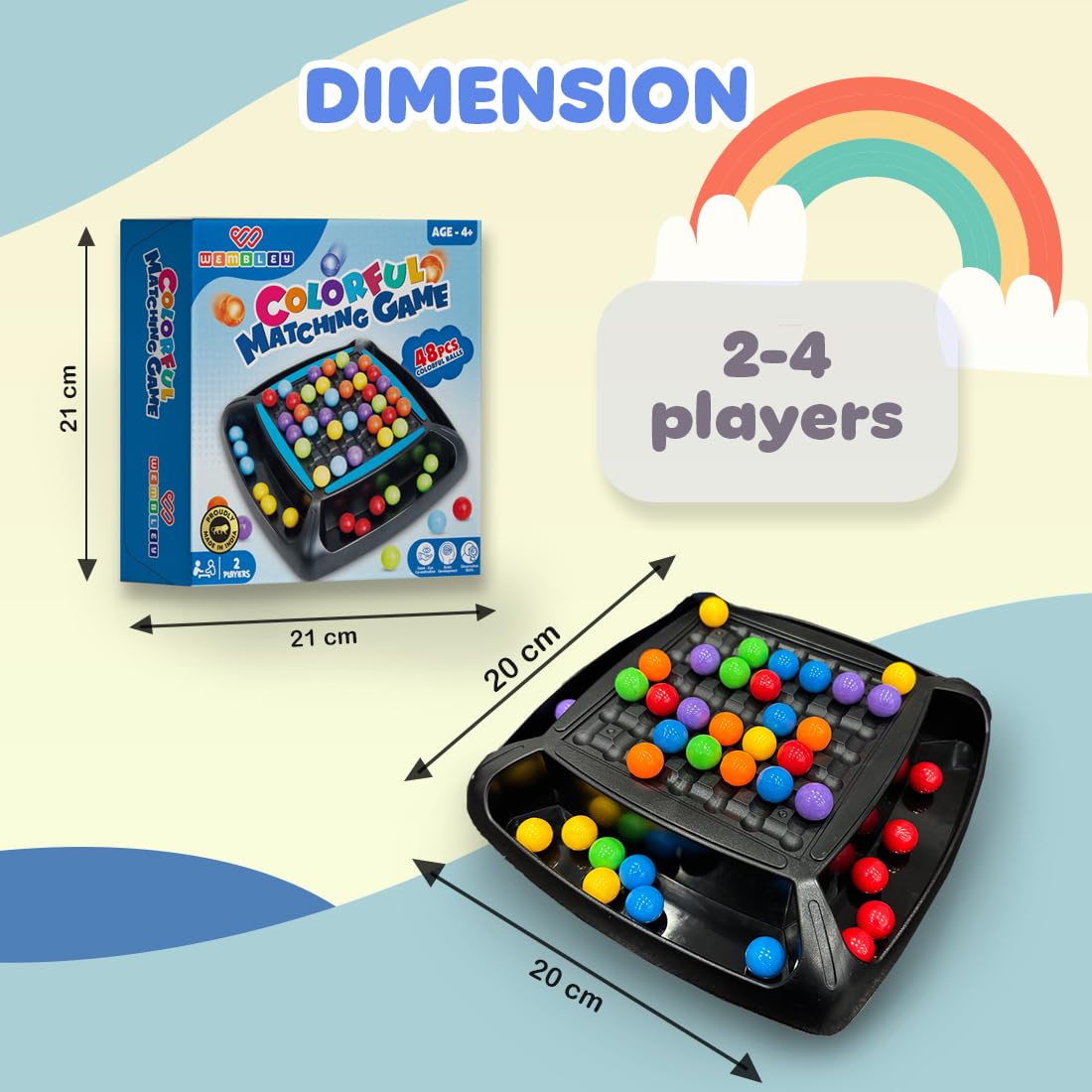 Jeu de société familial Fidtoy Colorful Ball Candy Crush Challenge pour enfants - Jeu de puzzle d'association de couleurs