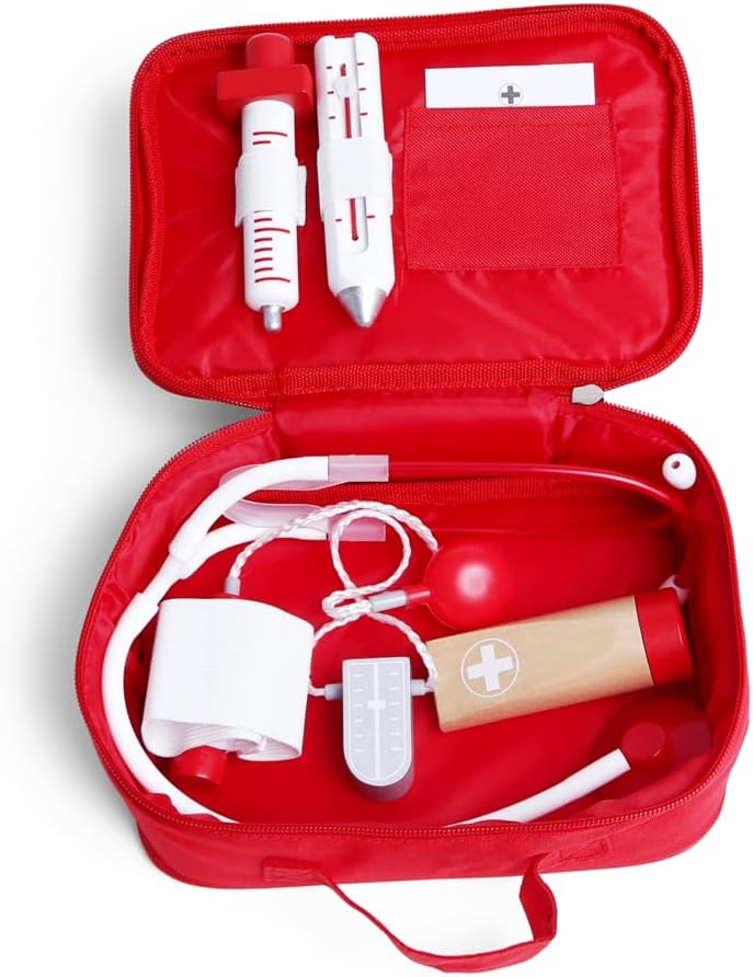 Fidtoy Kids Doctor Play Set Wooden Medical Role Play Toy Kit