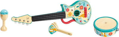 Fidtoy Wooden Musical Instrument Set Kids Ukulele Tambourine Kit