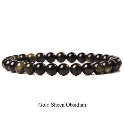 Buddha Stones Natural Stone Quartz Healing Beads Bracelet Bracelet BS 8mm Gold Sheen Obsidian