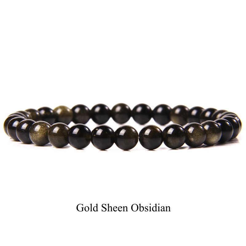 Buddha Stones Natural Stone Quartz Healing Beads Bracelet Bracelet BS 8mm Gold Sheen Obsidian