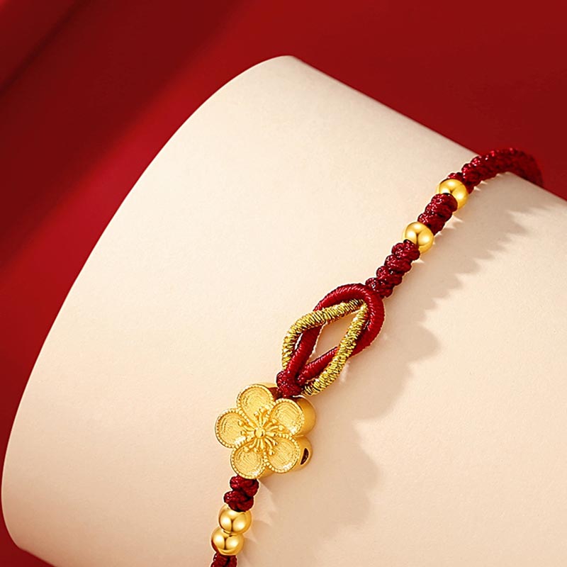 Buddha Stones Handmade 925 Sterling Silver Cherry Blossoms Sakura Chalcedony Luck Bracelet Bracelet BS 9