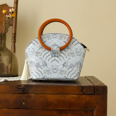 Buddha Stones Auspicious Clouds Shell Print Handbag Handbags BS Auspicious Clouds 26*10*21cm