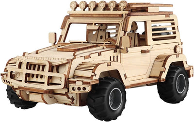 Jeep mecánico de madera 3D para armar (125 piezas) - 802