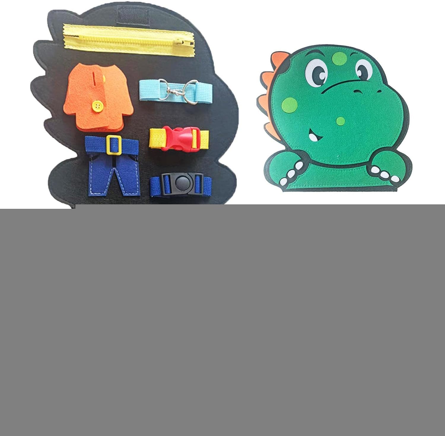 Libro de fieltro silencioso - Libro ocupado preescolar de dinosaurio de fieltro para niños pequeños | Carpeta de actividades de aprendizaje preescolar para niños pequeños y libro de juguetes de Fiaoen
