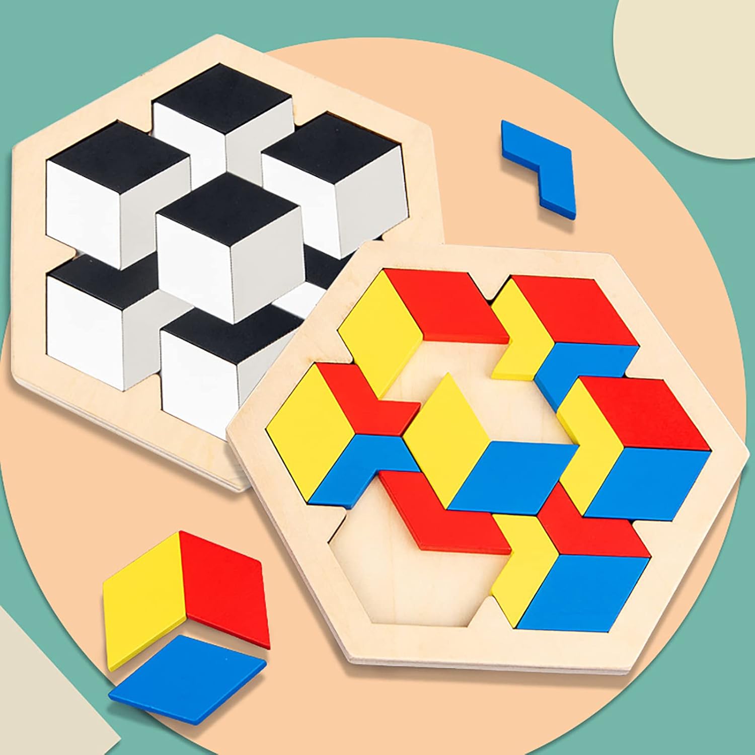 Fidtoy Tangram Vivid Color Cubes Montessori Puzzle Toy for Kids