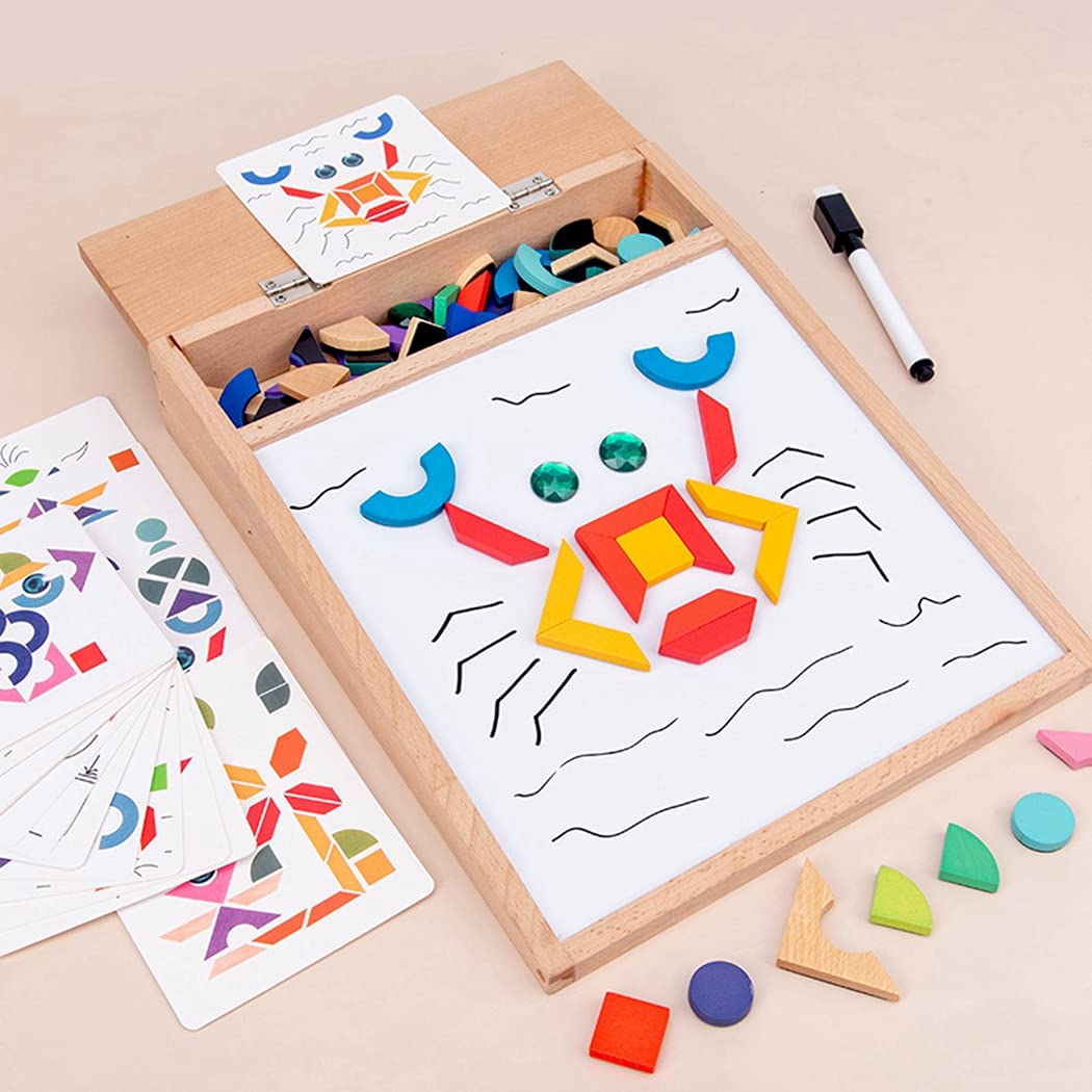 Tableau magnétique multifonctionnel en bois avec puzzle de dessin - 659