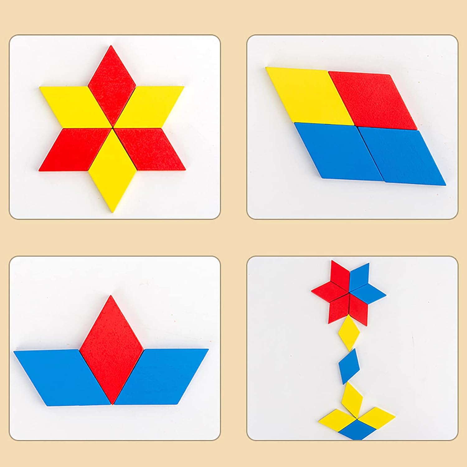 Fidtoy Tangram Vivid Color Cubes Montessori Puzzle Toy for Kids