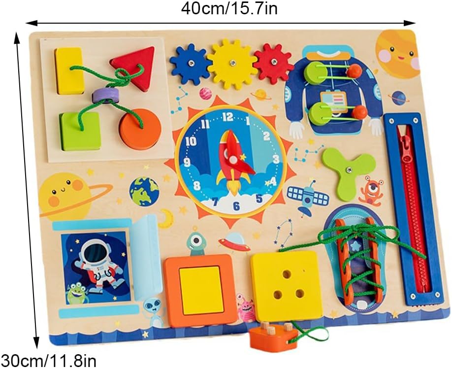 Fidtoy Montessori Busy Board Book for Toddlers Sensory Activity Board with Zippers Buckles Buttons Learning Toy Fine Motor Skills Travel Quiet Toy Gift