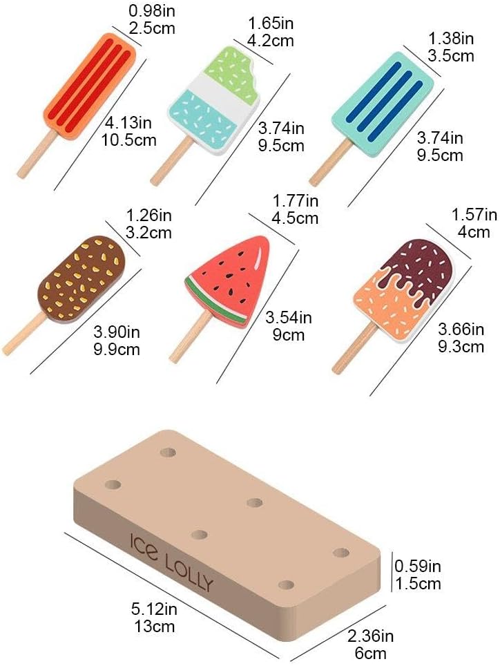Fidtoy Wooden Ice Cream Set for Toddlers Pretend Play