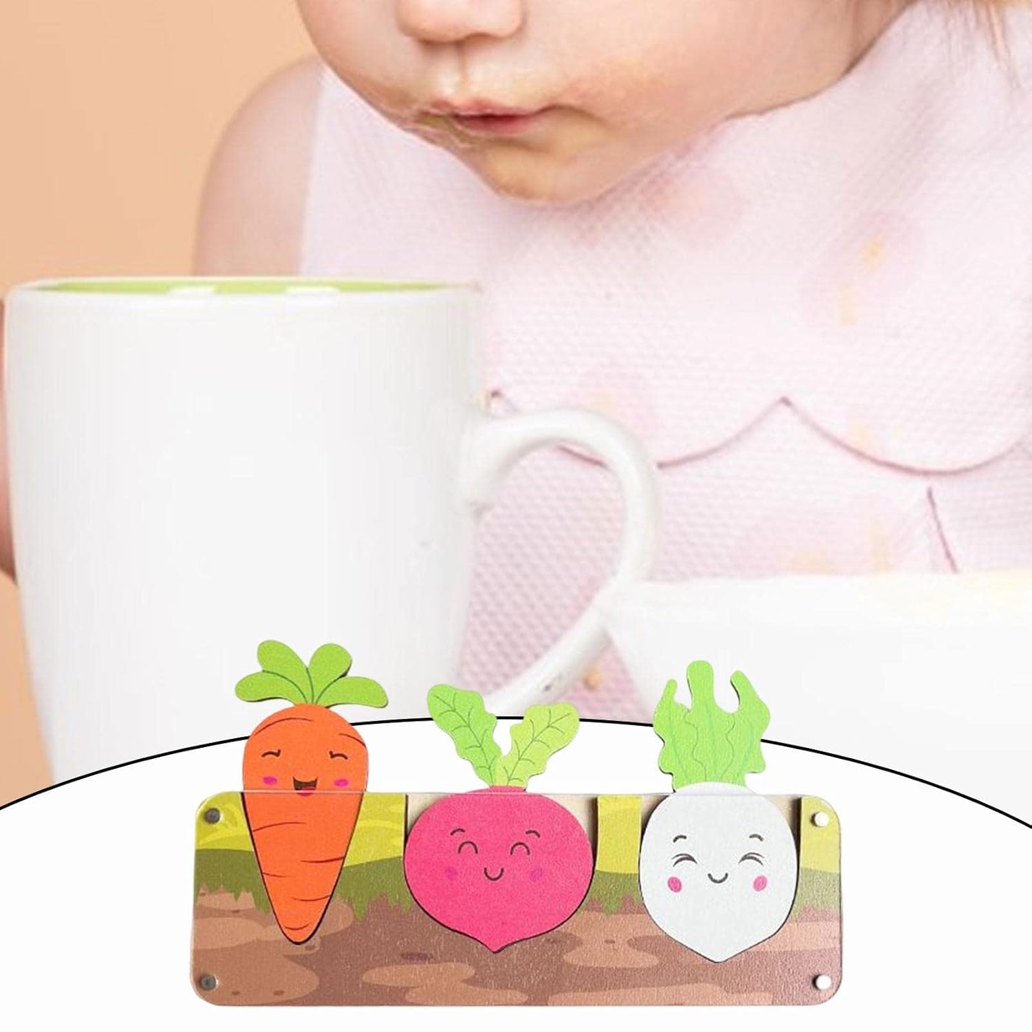 Fidtoy Carrot Pull Busy Board Toy Montessori Fine Motor Toy for Toddlers Wooden Sensory Activity Board Accessory Hand Eye Coordination Learning Toy Gift