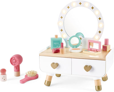 Juego de tocador de maquillaje Fidtoy para niños con espejo de luz