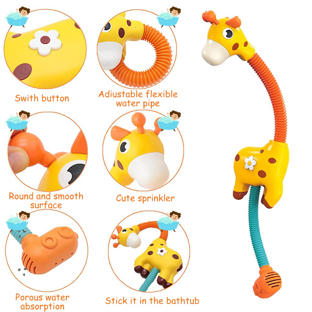 Rociador de chorro de agua jirafa Little Bado – Juguete interactivo para el baño para niños pequeños
