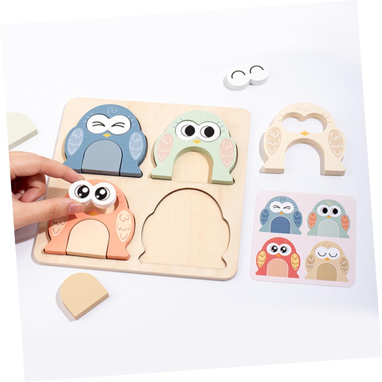 Fidtoy Puzzle d'expression animale Montessori, jouet en bois pour enfants, apprentissage des émotions, correspondance des visages, motricité fine, cadeau éducatif.