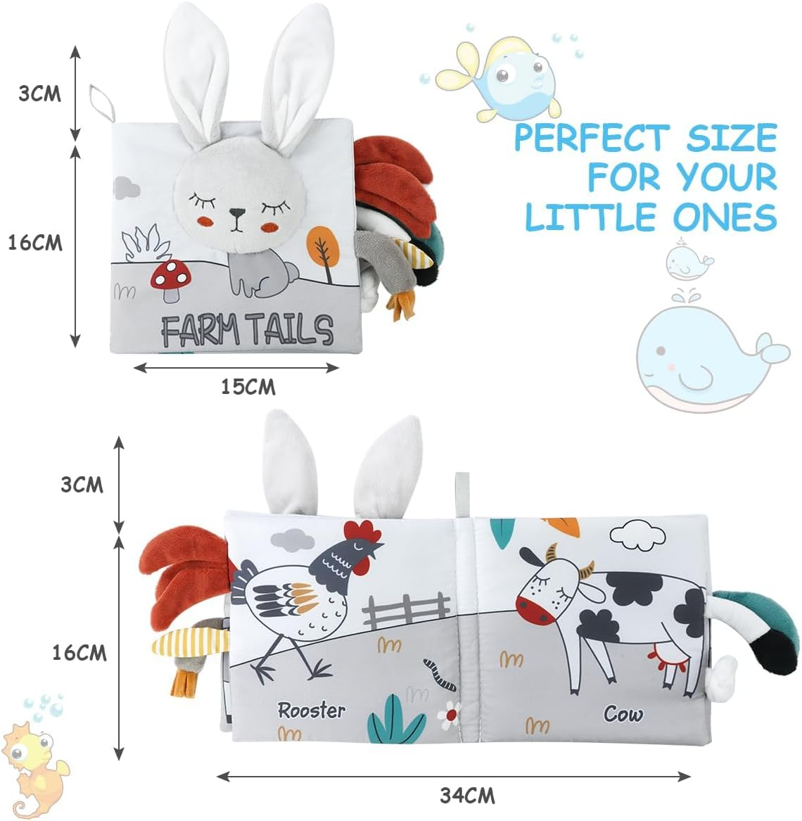 Fidtoy Interactive 3D Animal Cloth Book Baby Sensory Learning Toy