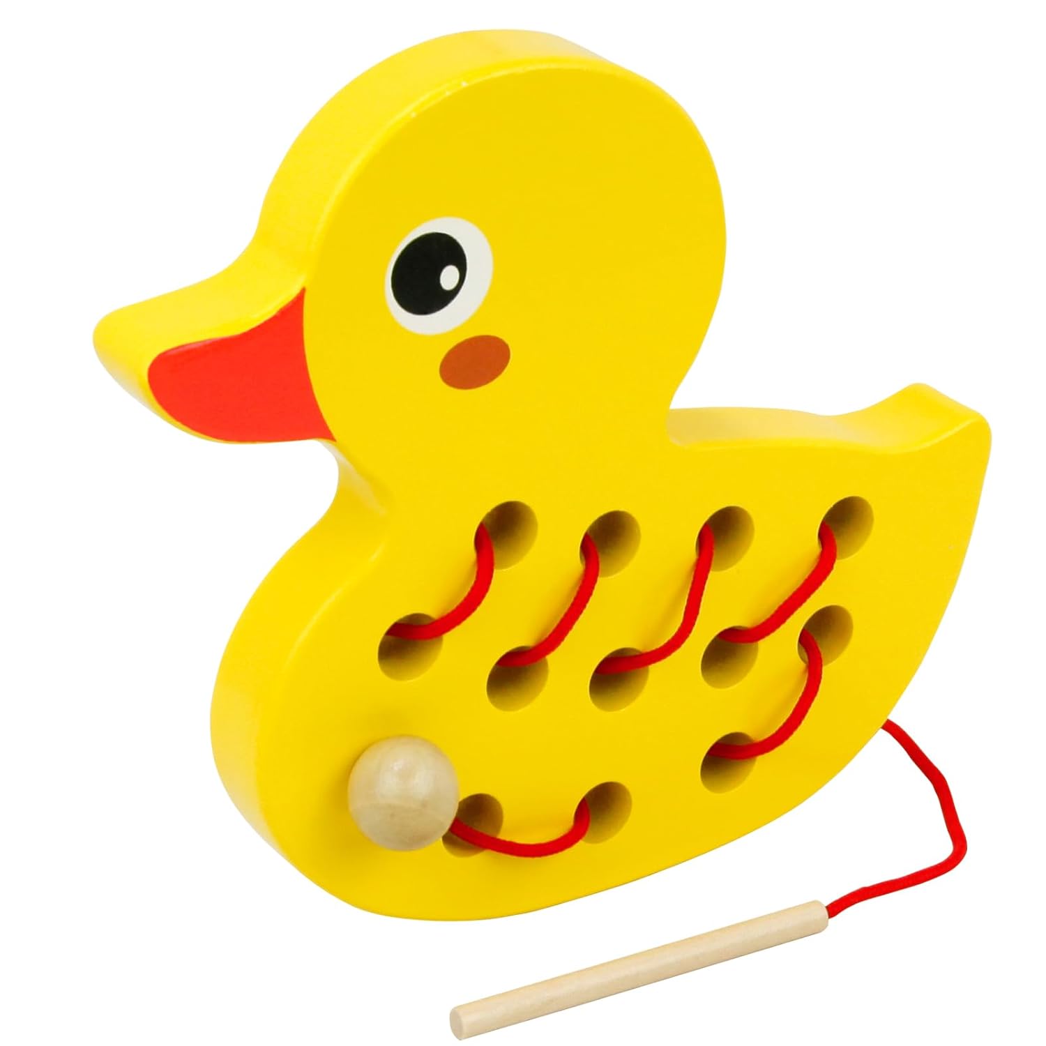 Fidtoy Wooden Lacing Toy Montessori Threading Toy for Toddlers Fine Motor Skills Apple Caterpillar Puzzle Travel Toy Educational Learning Toy Gift