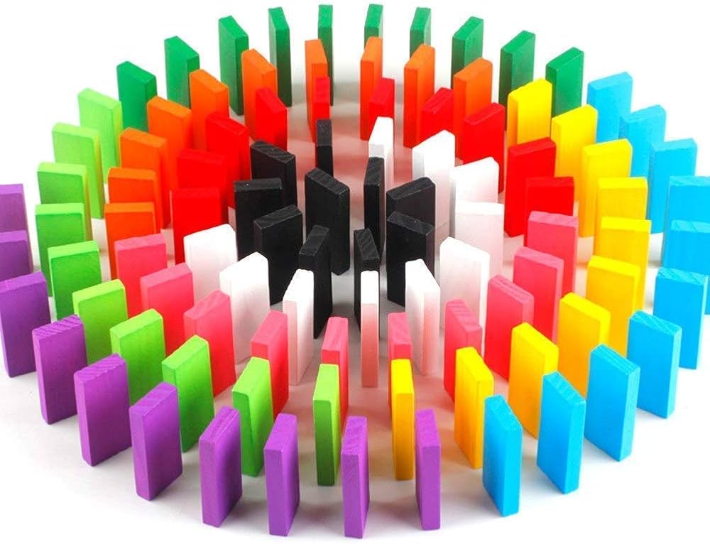 Jeu de dominos en bois Fidtoy, jeu d'apprentissage coloré