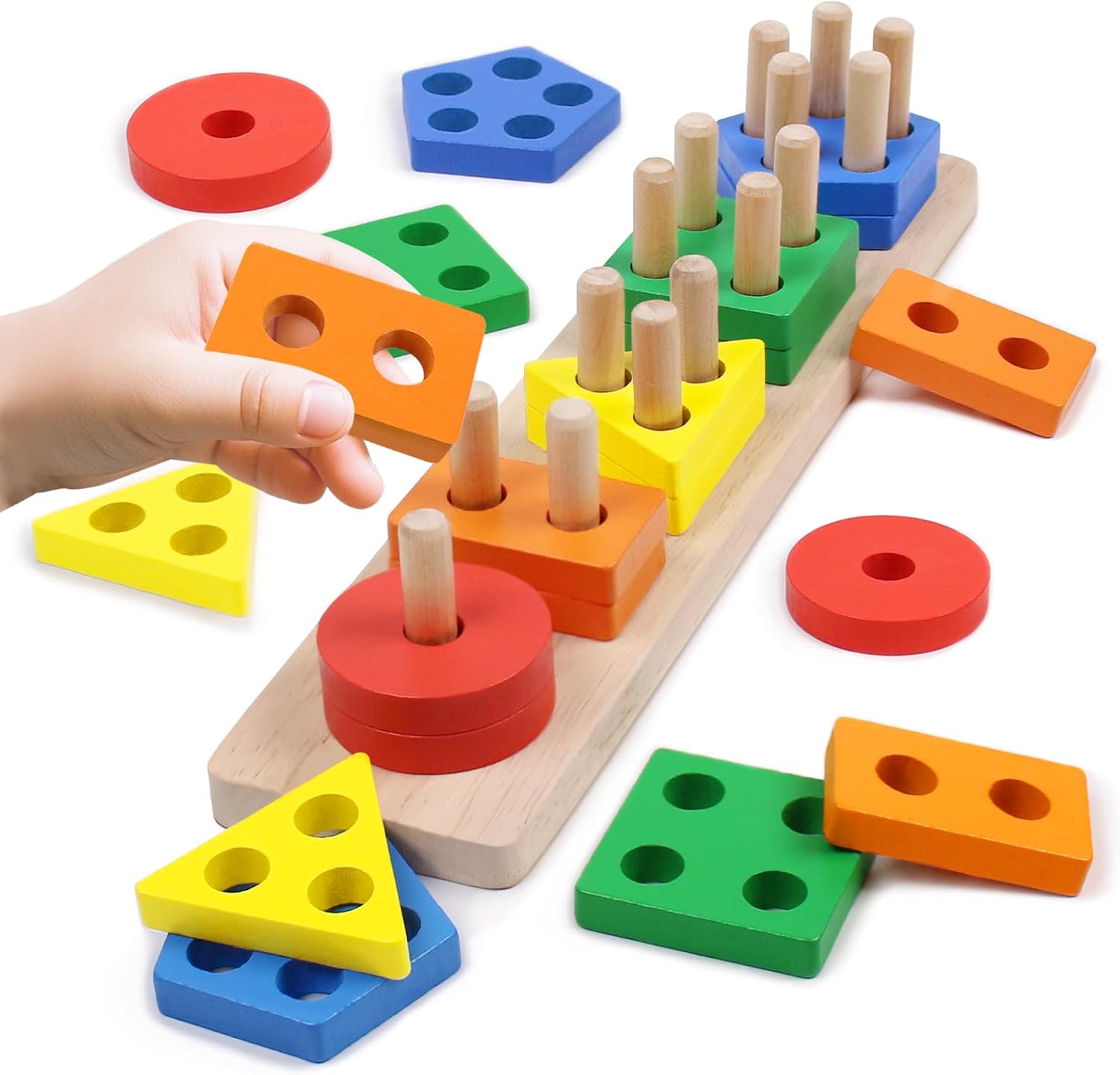 Fidtoy Wooden Shape Sorter Puzzle Learning Toy for Toddlers