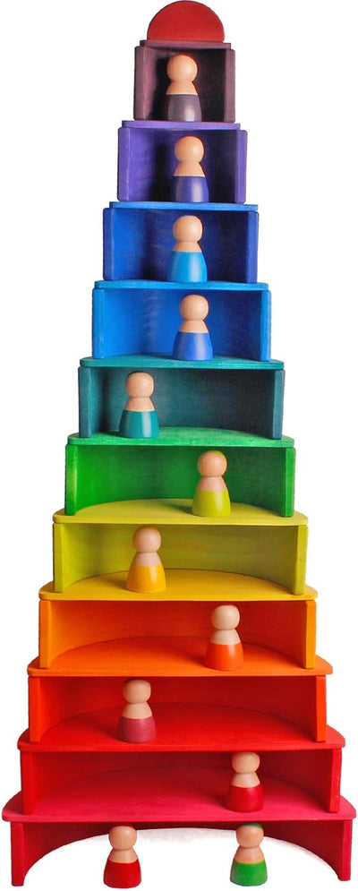Fidtoy Rainbow Semi Circle Wooden Building Toy for Kids 3+