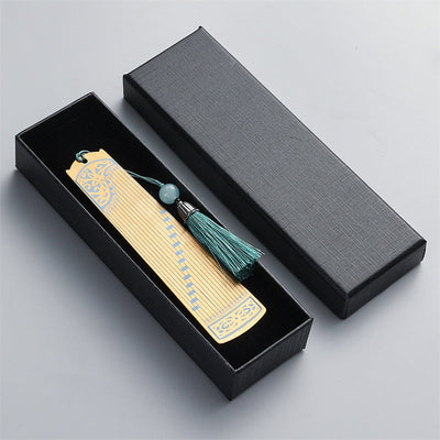 Buddha Stones Classical Musical Instruments Pipa Guzheng Guqin Ruan Metal Bookmarks Tassel With Gift Box Bookmarks BS Gold Guzheng-Gift Box