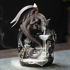 Buddha Stones Nordic Pterosaur Dragon Ceramic Backflow Smoke Fountain Protection Healing Incense Burner Decoration Incense Burner BS Dragon