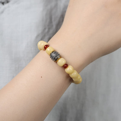 Buddha Stones Bodhi Seed Auspicious Cloud Fu Character Bead Peace Bracelet Bracelet BS 6