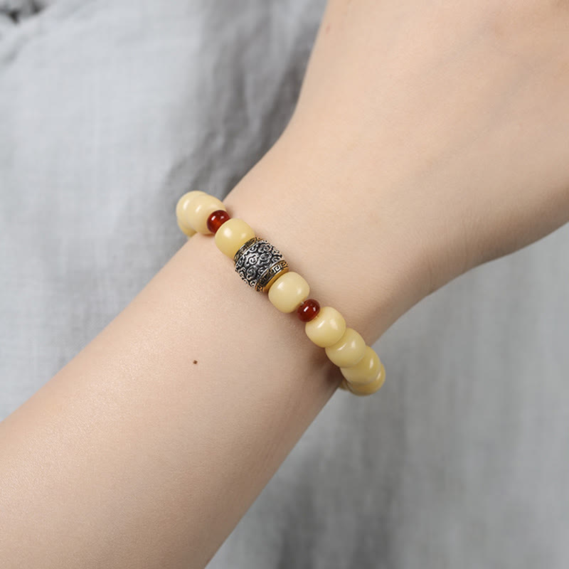 Buddha Stones Bodhi Seed Auspicious Cloud Fu Character Bead Peace Bracelet Bracelet BS 6