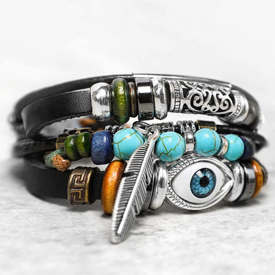 Bracelet de purification Foviel avec turquoise tibétaine et mauvais œil