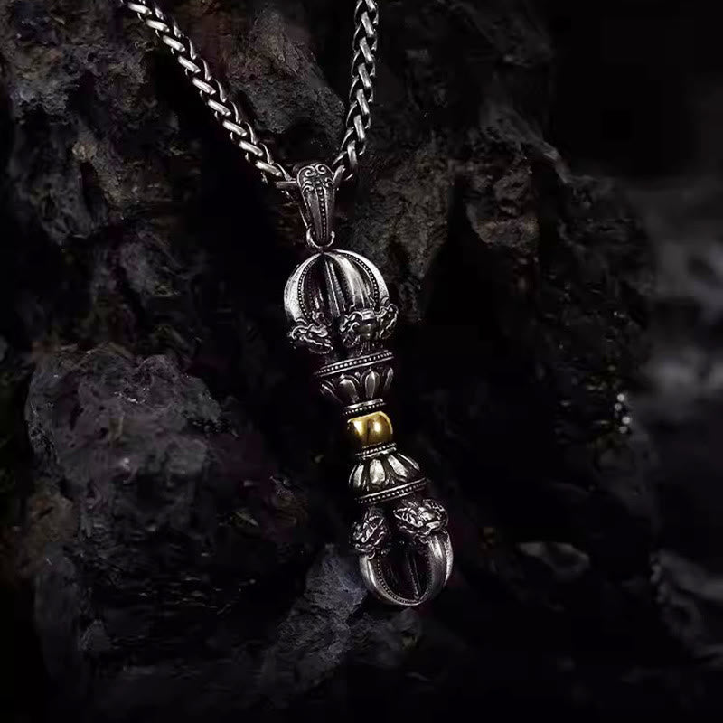 Buddha Stones Tibetan Dorje Vajra Design Wealth Necklace Pendant - image 2