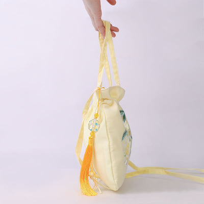 Buddha Stones Lotus Peony Epiphyllum Phoenix Suzhou Embroidery Cotton Linen Tote Crossbody Bag Shoulder Bag Handbag Crossbody Bag BS 6