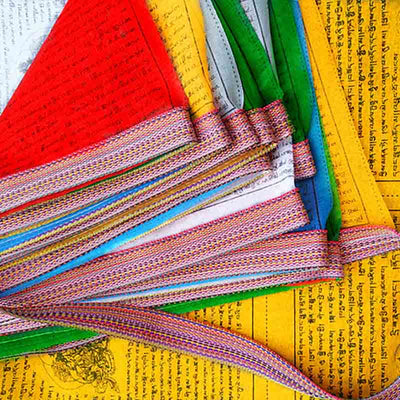 Buddha Stones Tibetan 5 Colors Windhorse Auspicious Outdoor 25 Pcs Prayer Flag TIBETAN PRAYER FLAGS buddhastoneshop 2