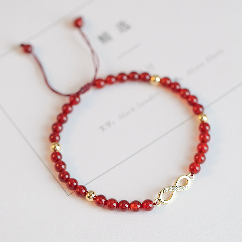 Natural Red Agate Endless Knot Four Leaf Clover Star Confidence String Bracelet Bracelet BS 1