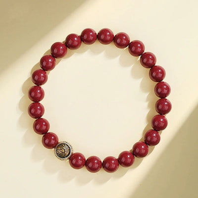 Buddha Stones 925 Sterling Silver Natural Cinnabar Four Beasts Blessing Bracelet Bracelet BS 8mm White Tiger(Wrist Circumference 14-16cm)