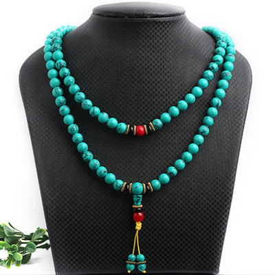 Buddha Stones Tibetan Turquoise Healing Mala Bracelet Mala Bracelet BS 11