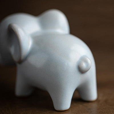 Buddha Stones Small Ceramic Elephant Home Tea Pet Figurine Desk Decoration Decorations BS 5