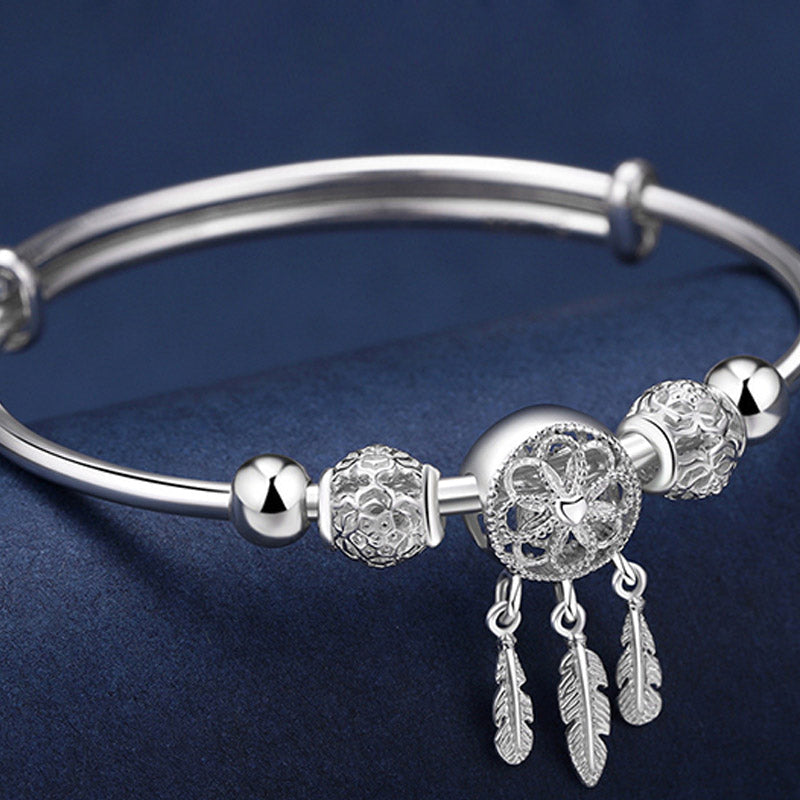 Buddha Stones Tibetan White Copper Blessing Dream Catcher Charm Bracelet Bracelet BS 6