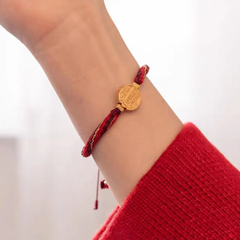 Buddha Stones Five Directions Gods of Wealth Handmade Reincarnation Knot Protection String Braid Bracelet Bracelet BS 11