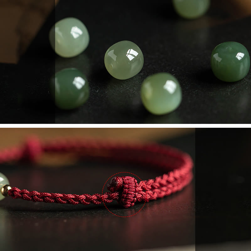 Buddha Stones Natural Cinnabar Chinese Zodiac Hetian Jade Fu Character Luck Rope Bracelet - image 20