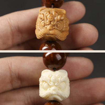 Buddha Stones Purple Bodhi Seed Dancing Lion Wisdom Bracelet Bracelet BS 15