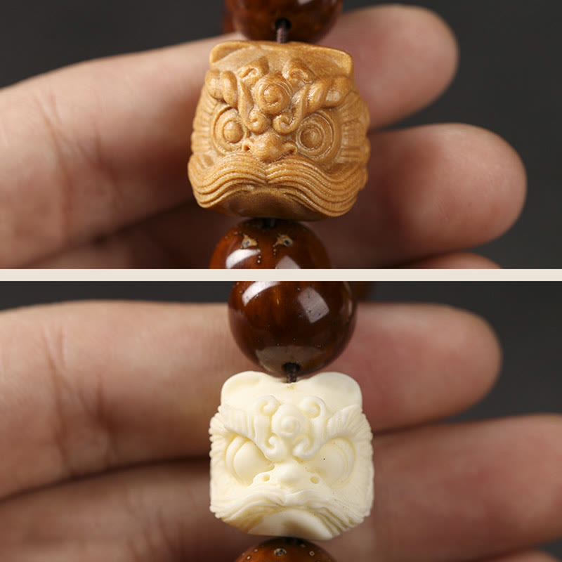Buddha Stones Purple Bodhi Seed Dancing Lion Wisdom Bracelet Bracelet BS 15